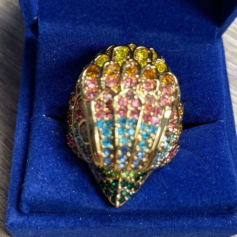 KURT GEIGER London COLORFUL RAINBOW Jeweled EAGLE Designer COCKTAIL RING w BOX - Picture 4 of 6